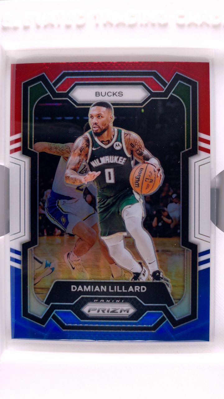 2023 Panini Prizm Basketball Damian Lillard #35 Red, White And Blue Prizm — Front