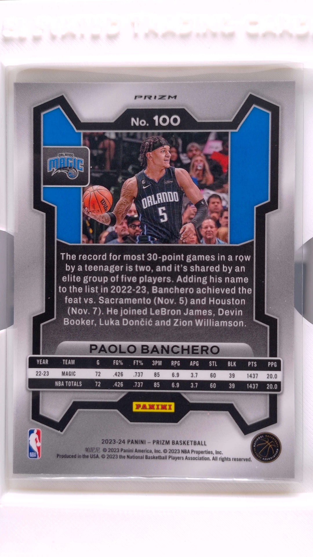 #100 Paolo Banchero Green Ice Prizm - back