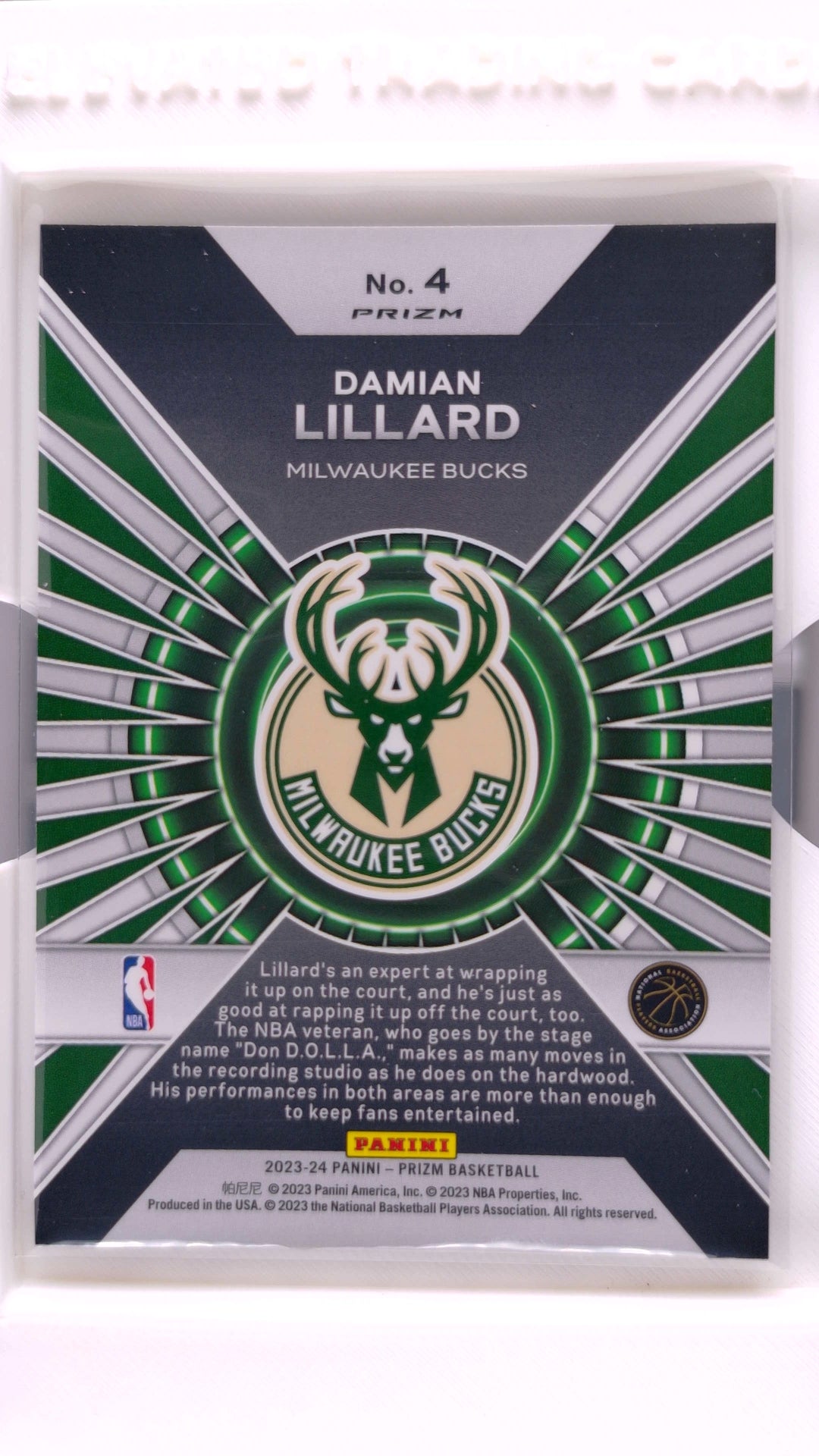 #4 Damian Lillard Dominance Silver Prizm - back