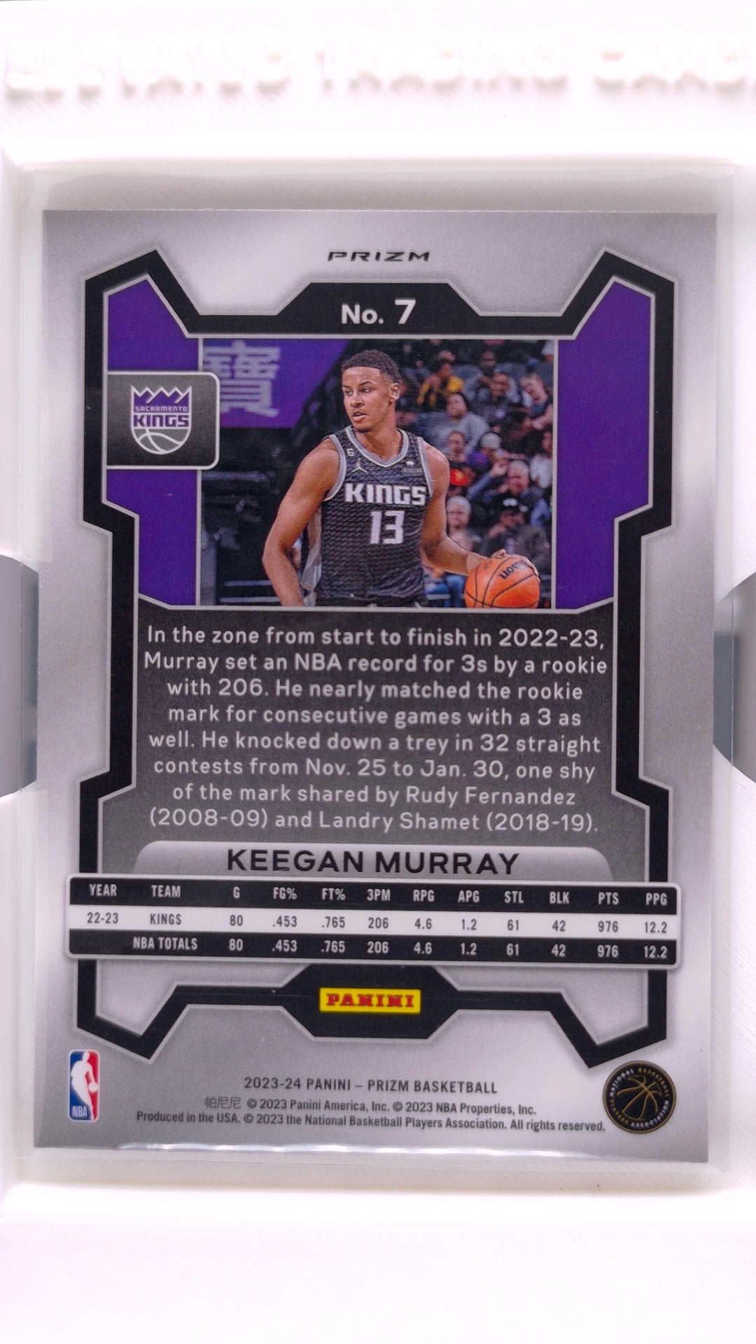#7 Keegan Murray Silver Prizm - back