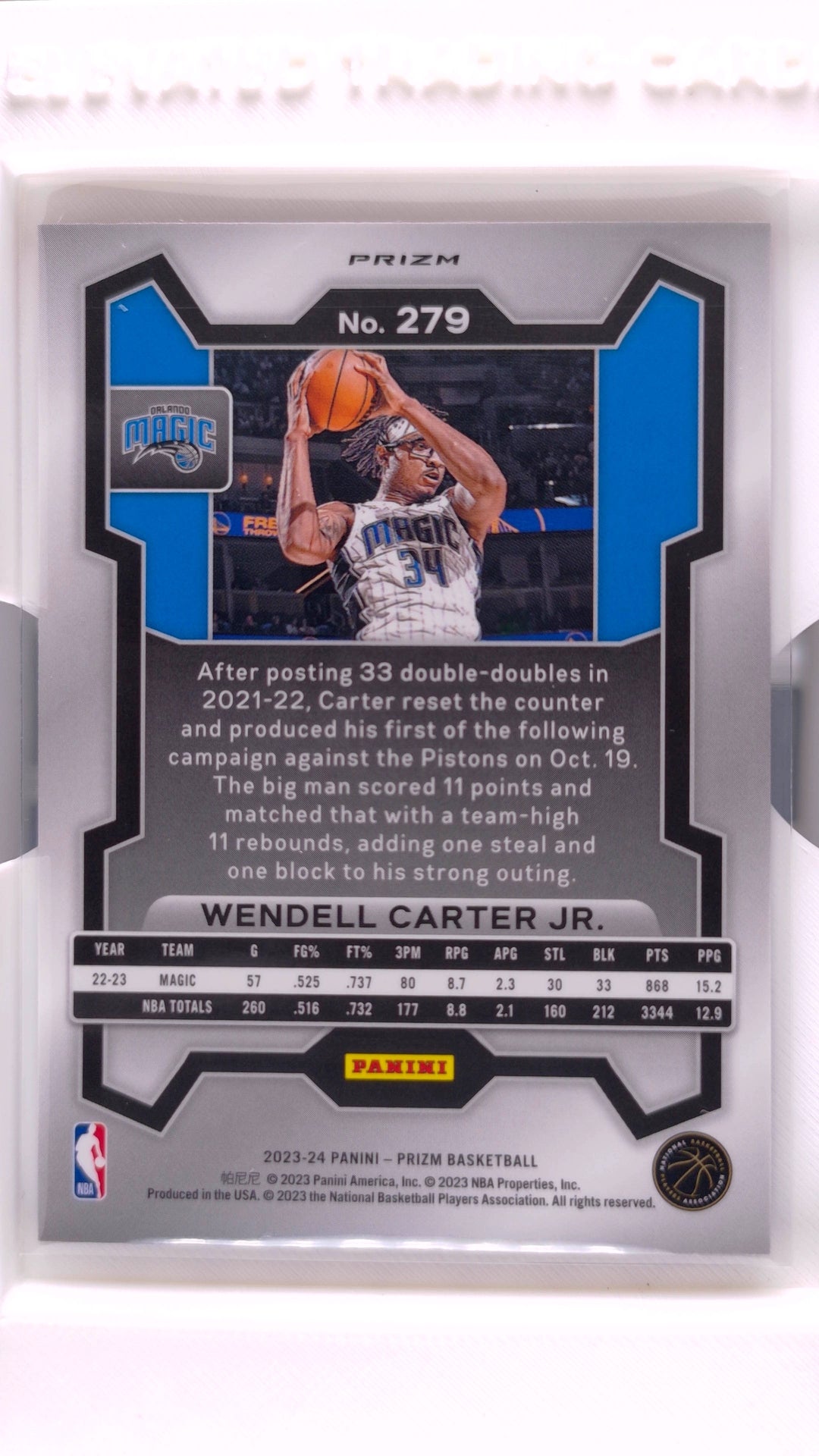 #279 Wendell Carter Jr. Red, White And Blue Prizm - back