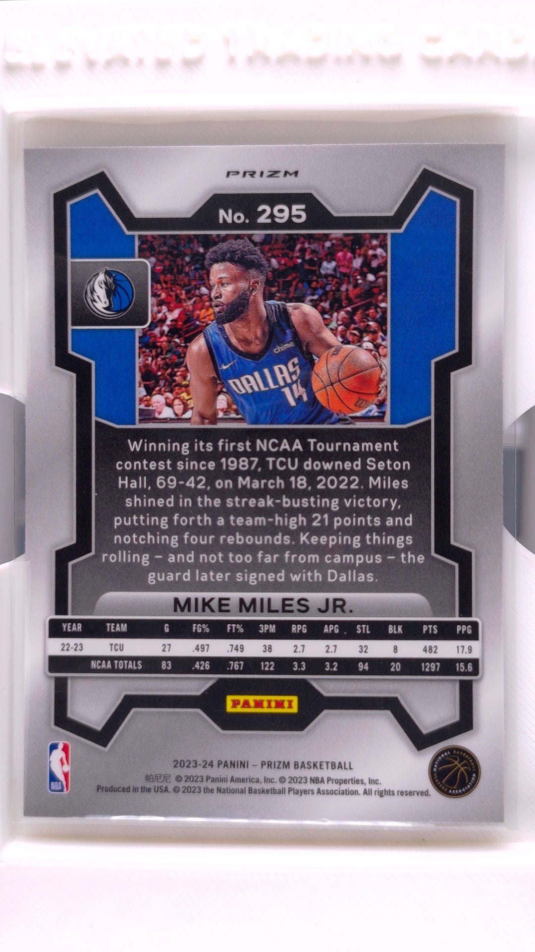 #295 Mike Miles Jr. Rookie Silver Prizm - back