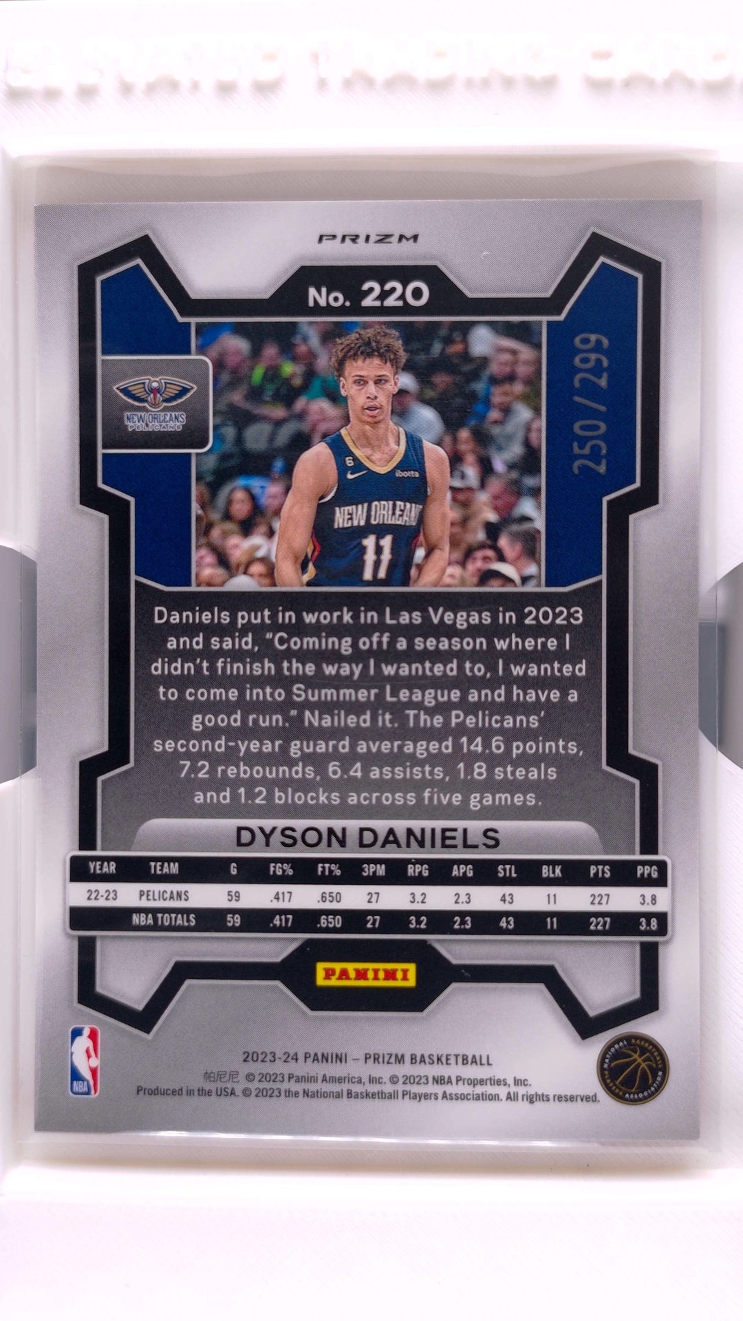 #220 Dyson Daniels Red Prizm #250/299 - back