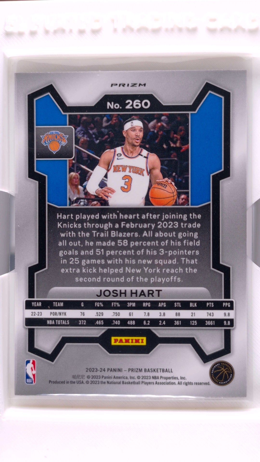 #260 Josh Hart Hyper Prizm - back