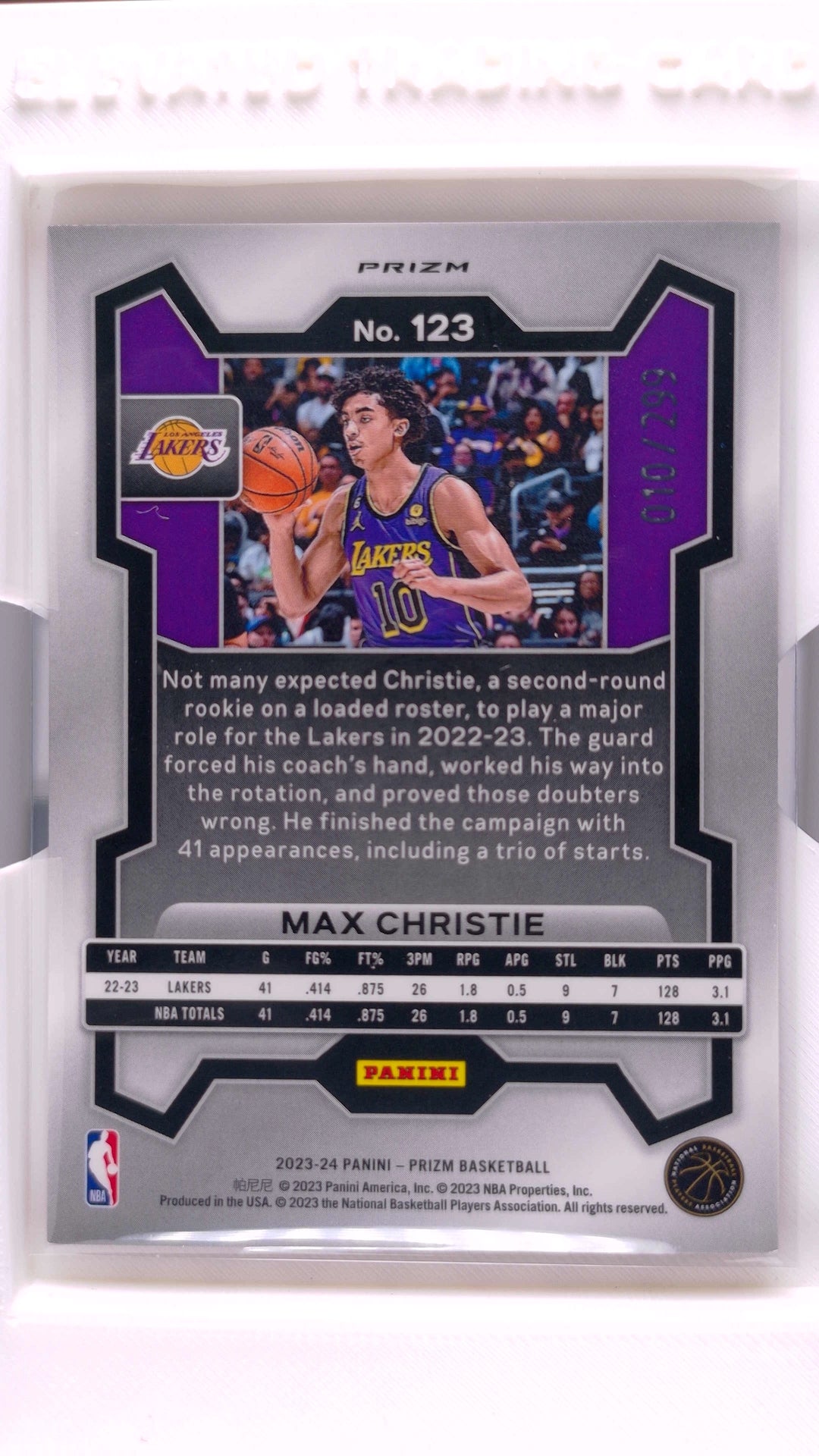 #123 Max Christie Red Prizm #10/299 - back