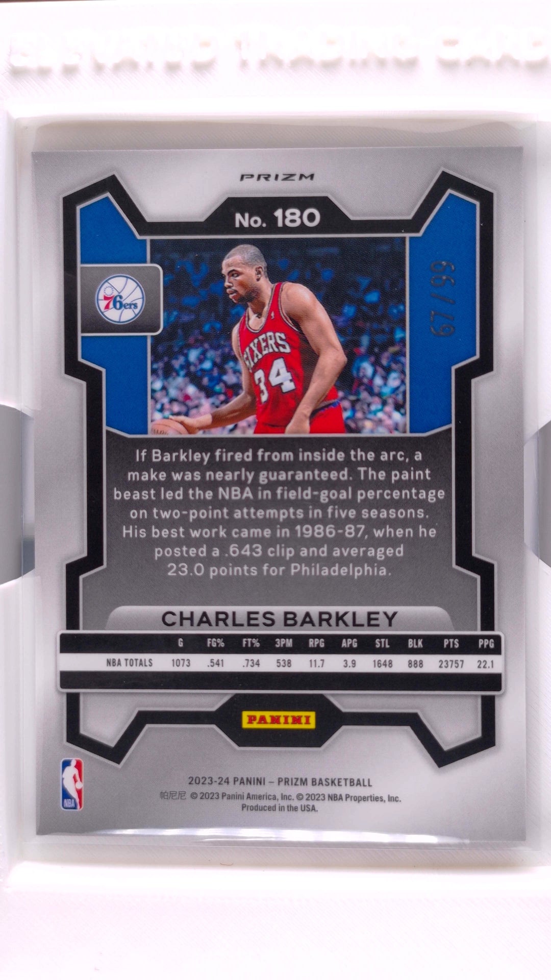 #180 Charles Barkley Purple Prizm #67/99 - back