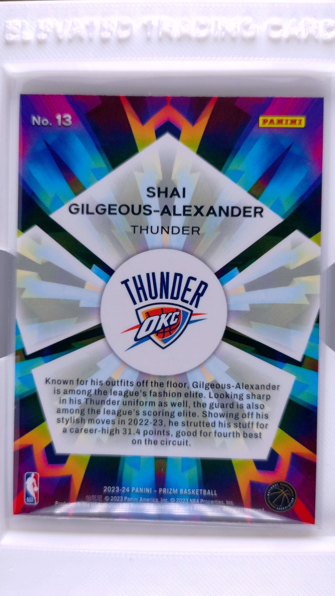 #13 Shai Gilgeous-Alexander Kaleidoscopic - back