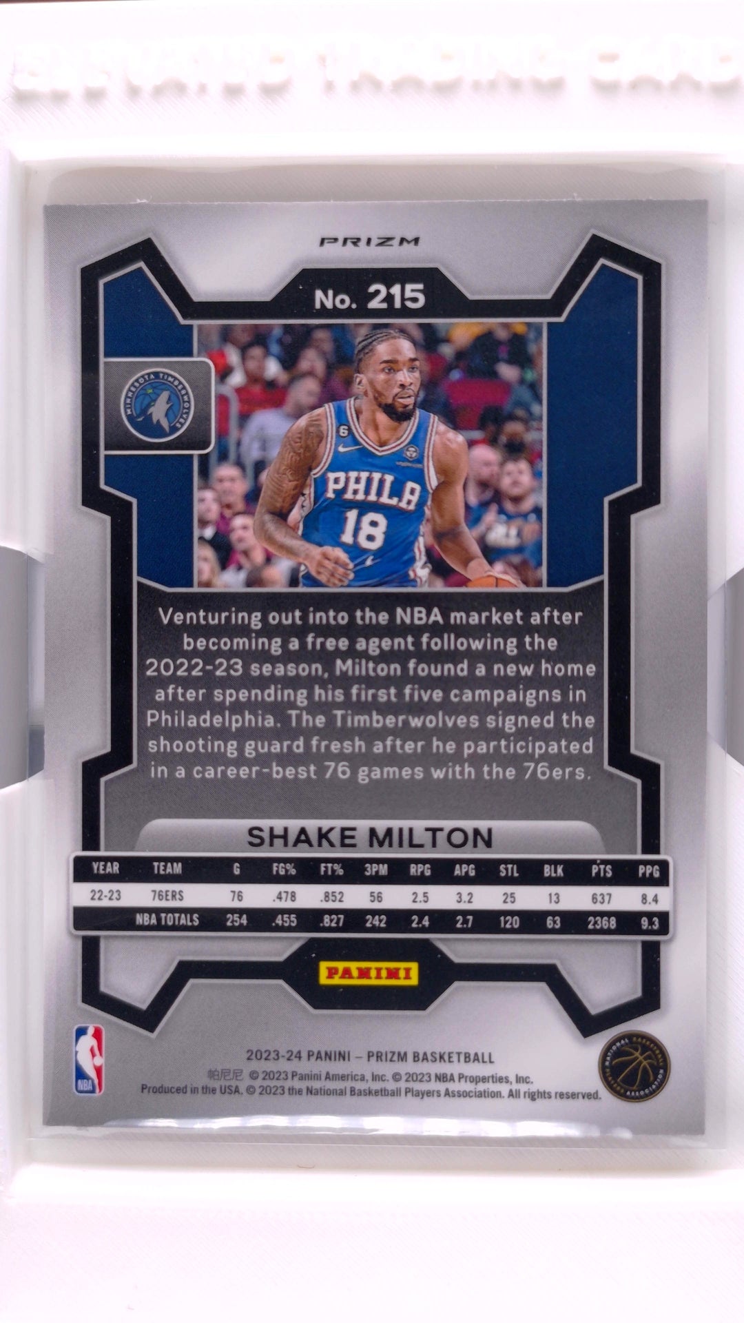 #215 Shake Milton Hyper Prizm - back