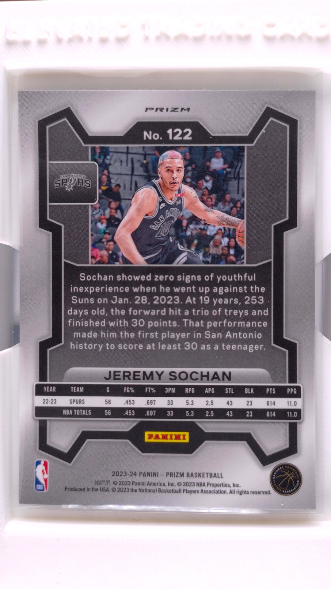 #122 Jeremy Sochan Ice Prizm - back