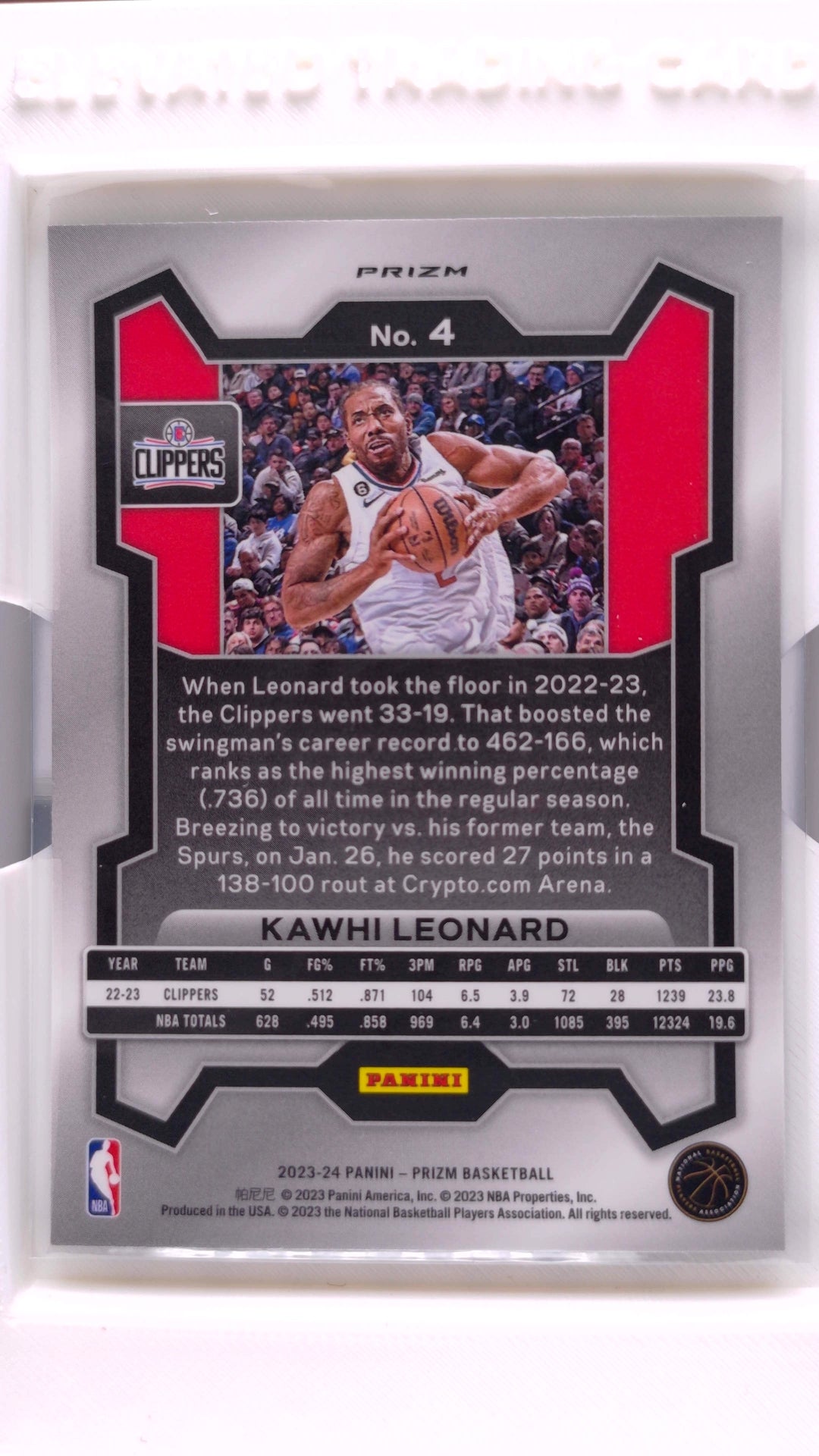 #4 Kawhi Leonard Green Prizm - back