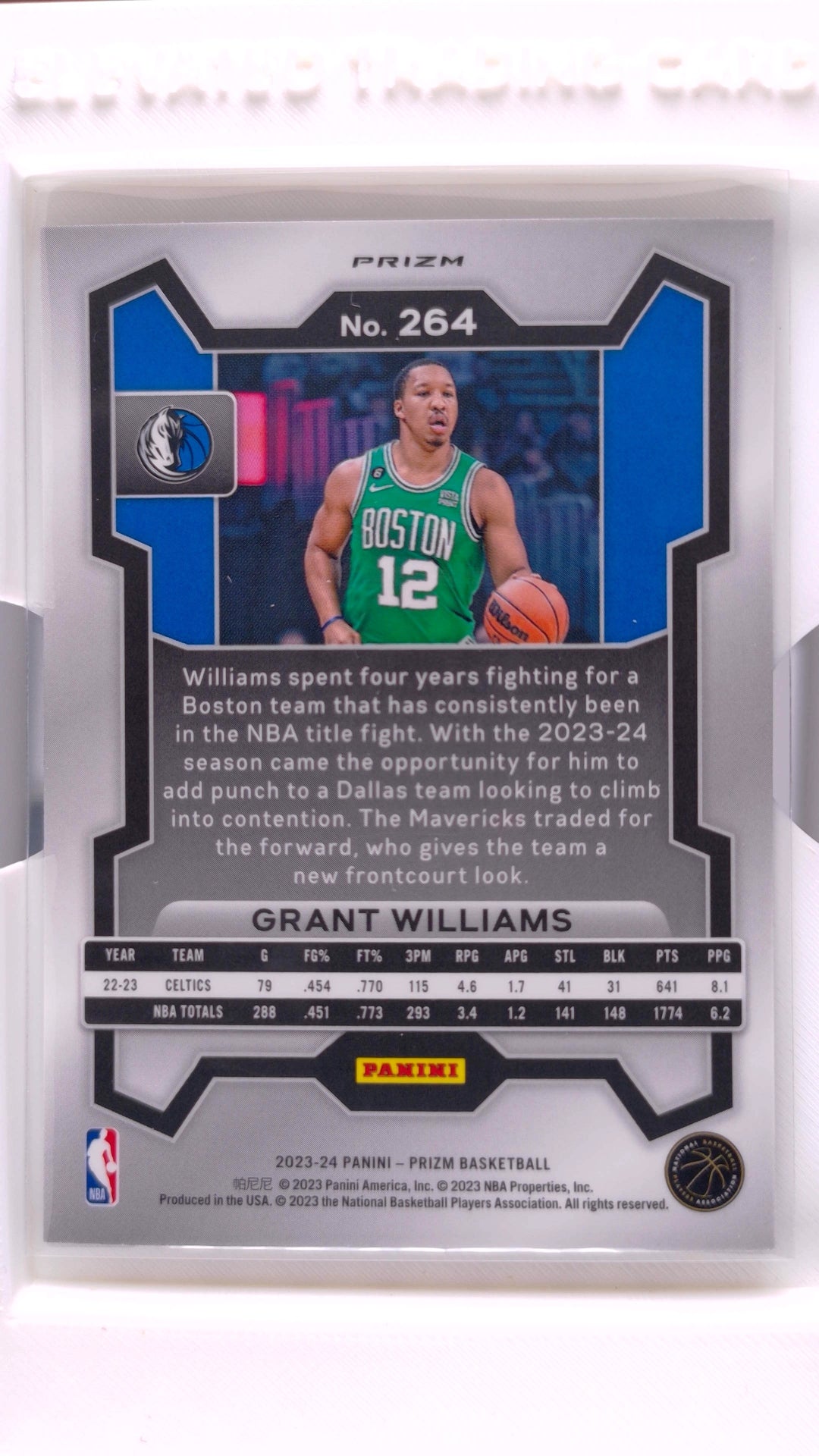 #264 Grant Williams Silver Prizm - back