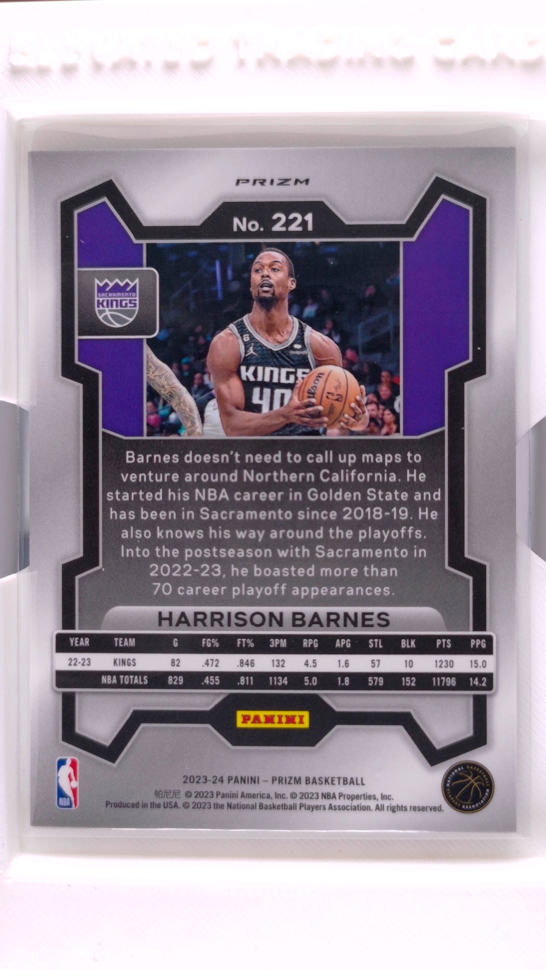 #221 Harrison Barnes Silver Prizm - back