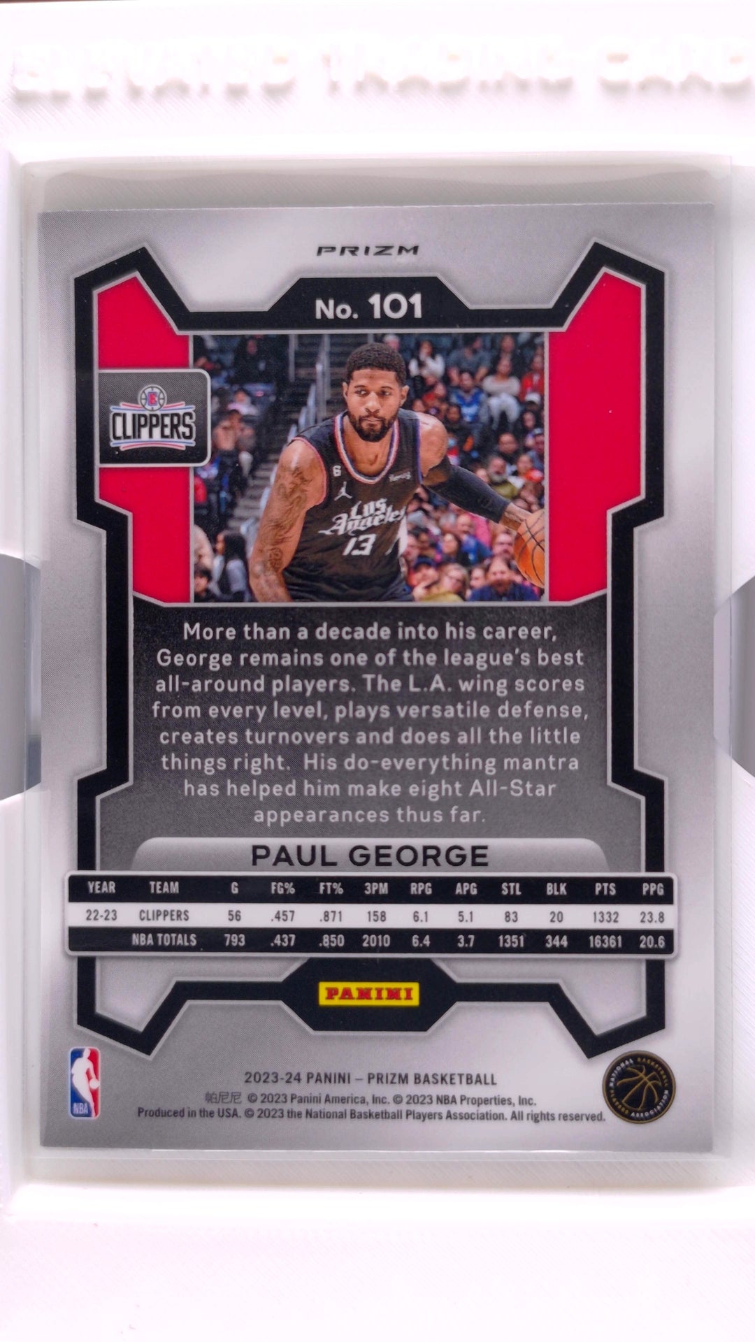 #101 Paul George Green Prizm - back