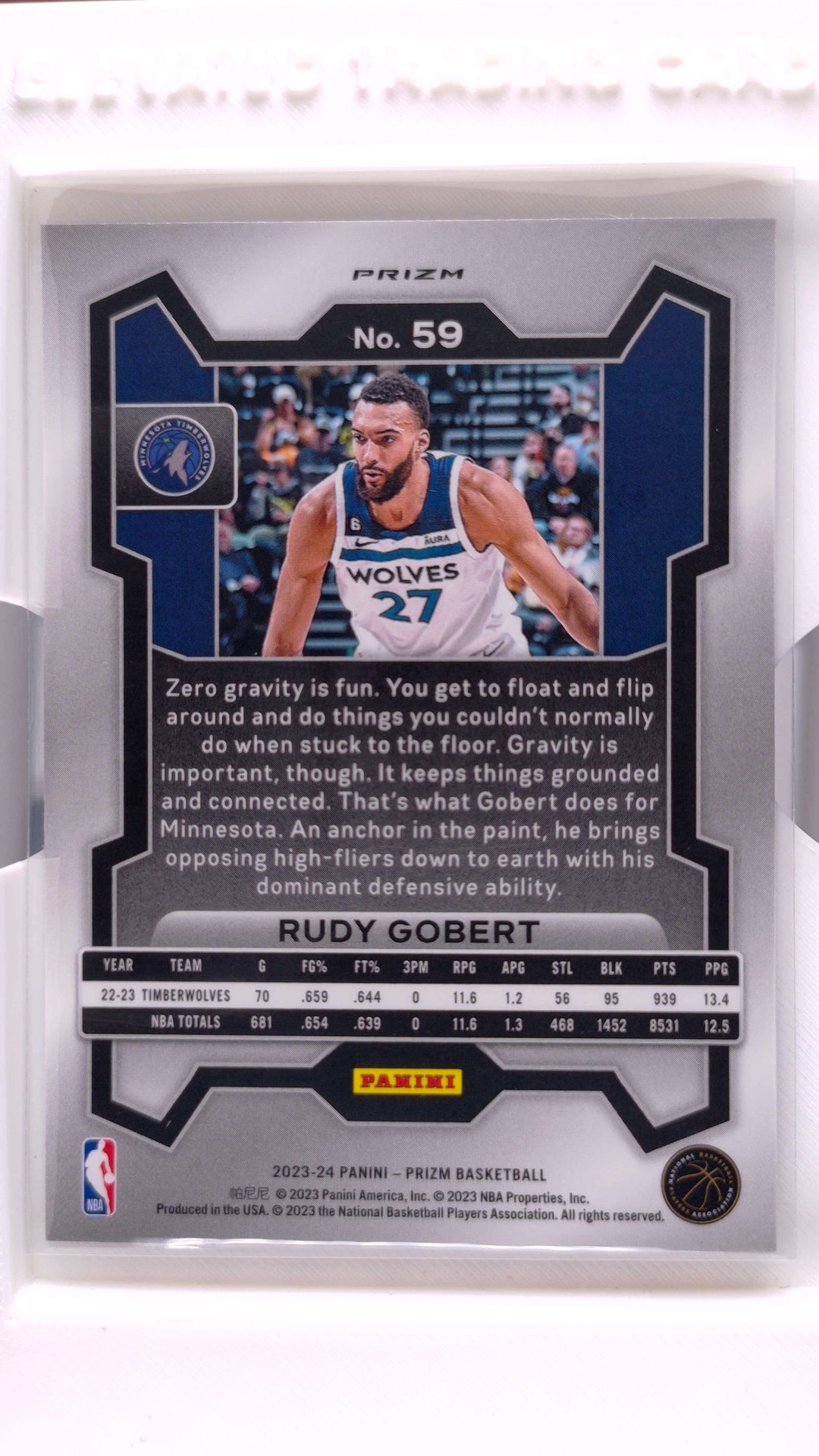 #59 Rudy Gobert Silver Prizm - back