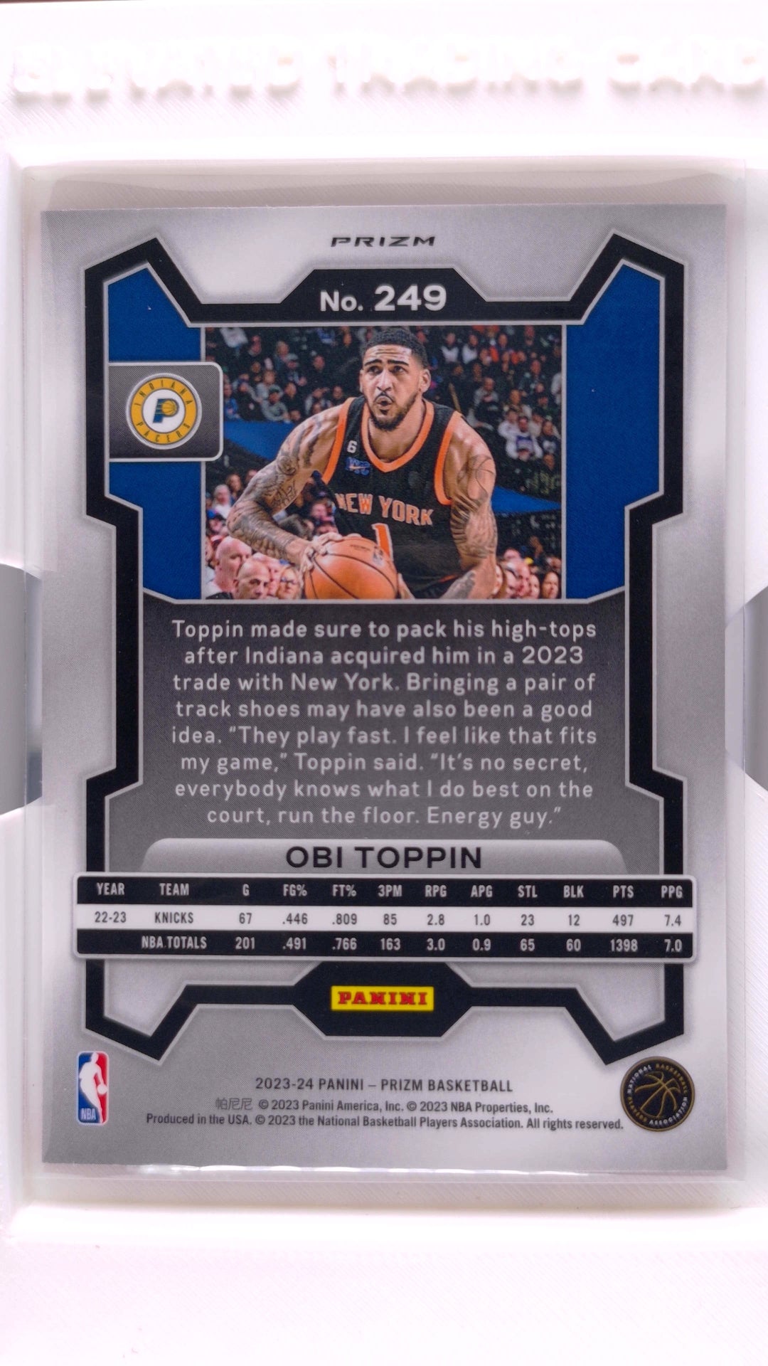 #249 Obi Toppin Ruby Wave Prizm - back