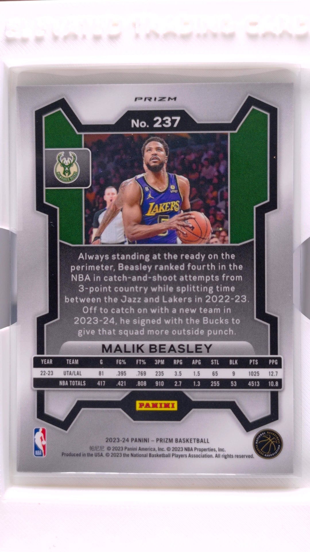 #237 Malik Beasley Green Prizm - back