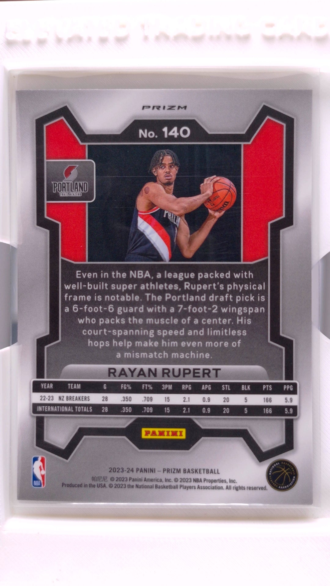 #140 Rayan Rupert Rookie Silver Prizm - back
