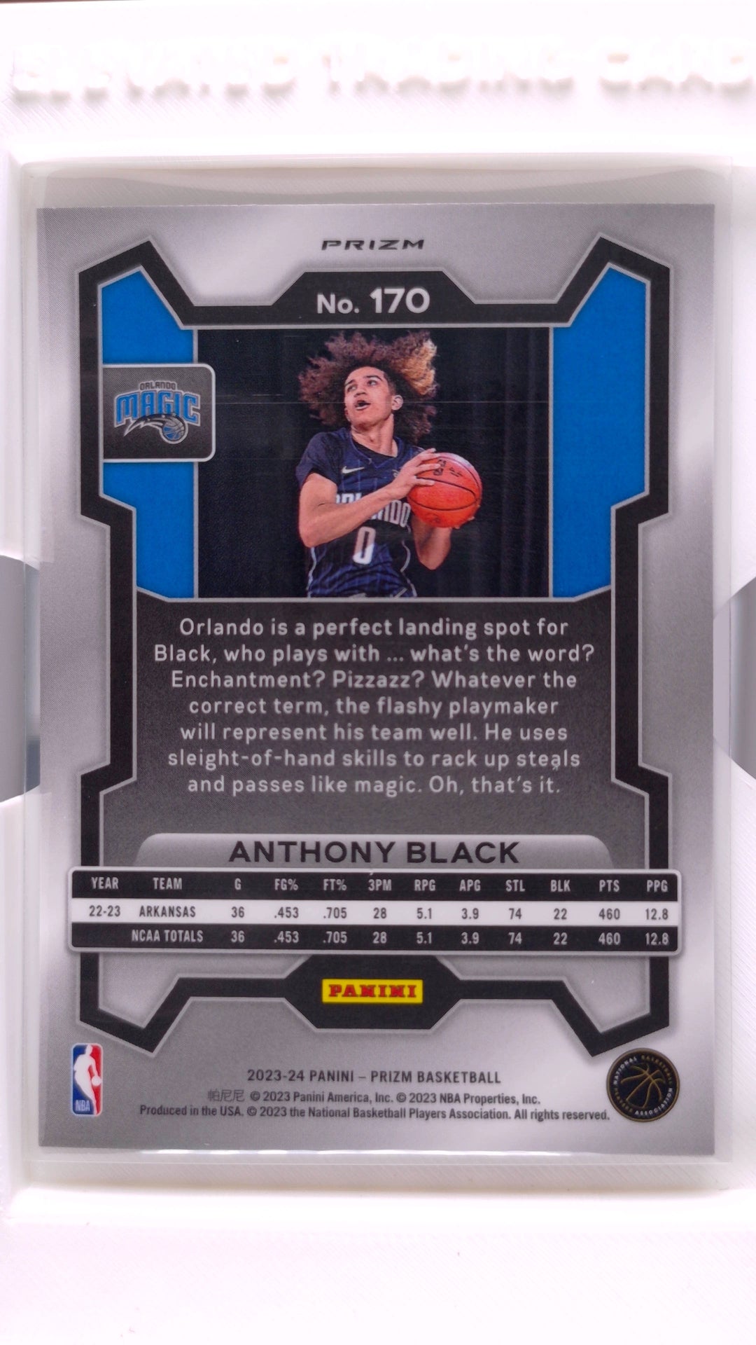 #170 Anthony Black Rookie Silver Prizm - back