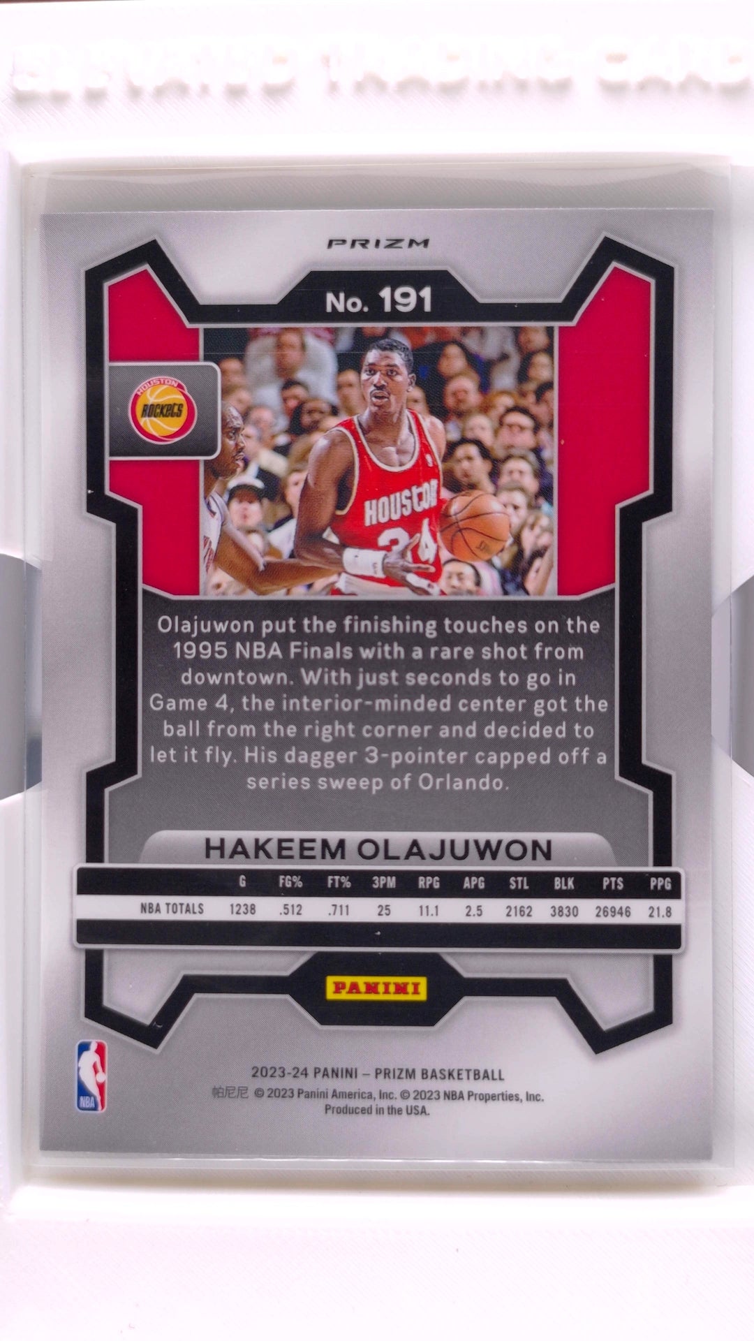#191 Hakeem Olajuwon Green Ice Prizm - back