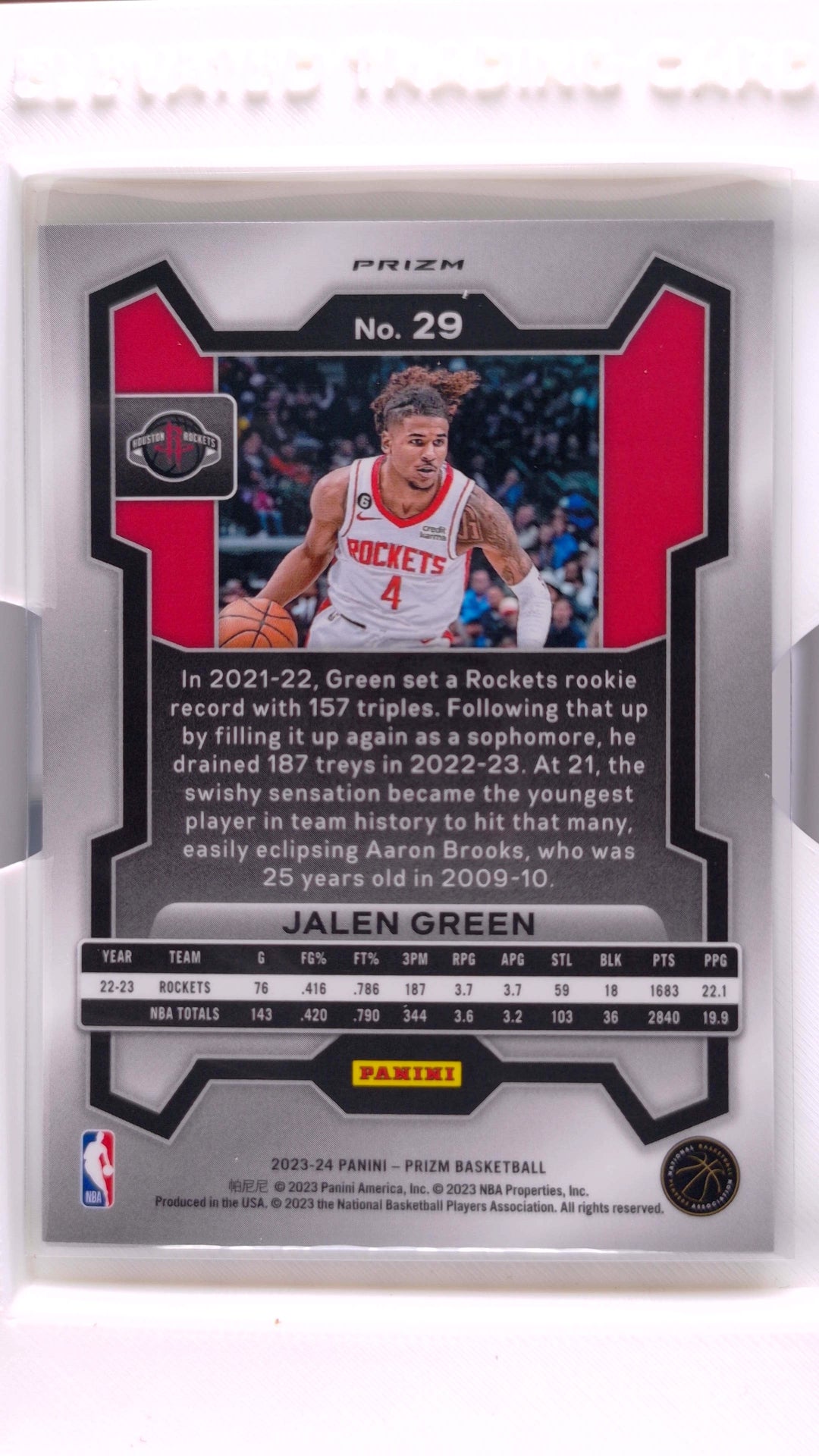 #29 Jalen Green Green Ice Prizm - back