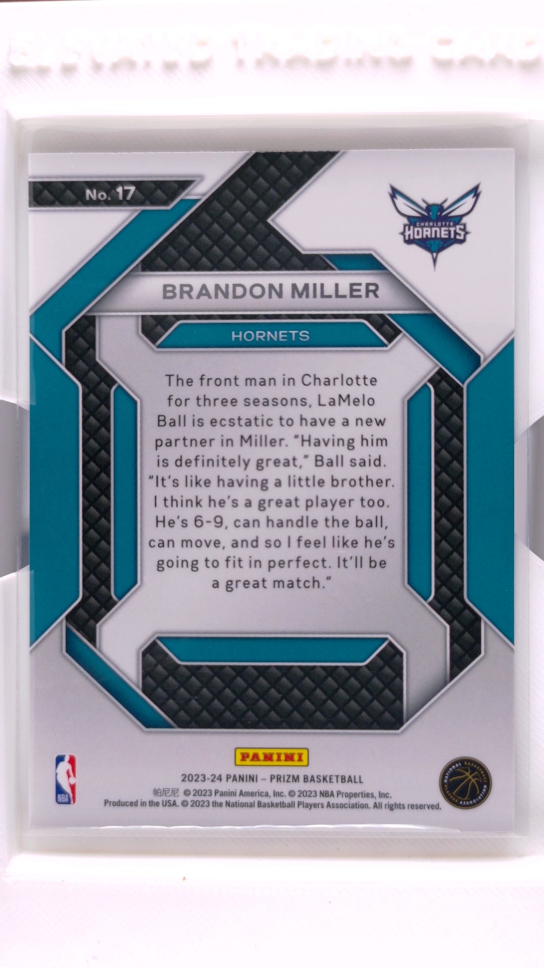#17 Brandon Miller Rookie Emergent - back