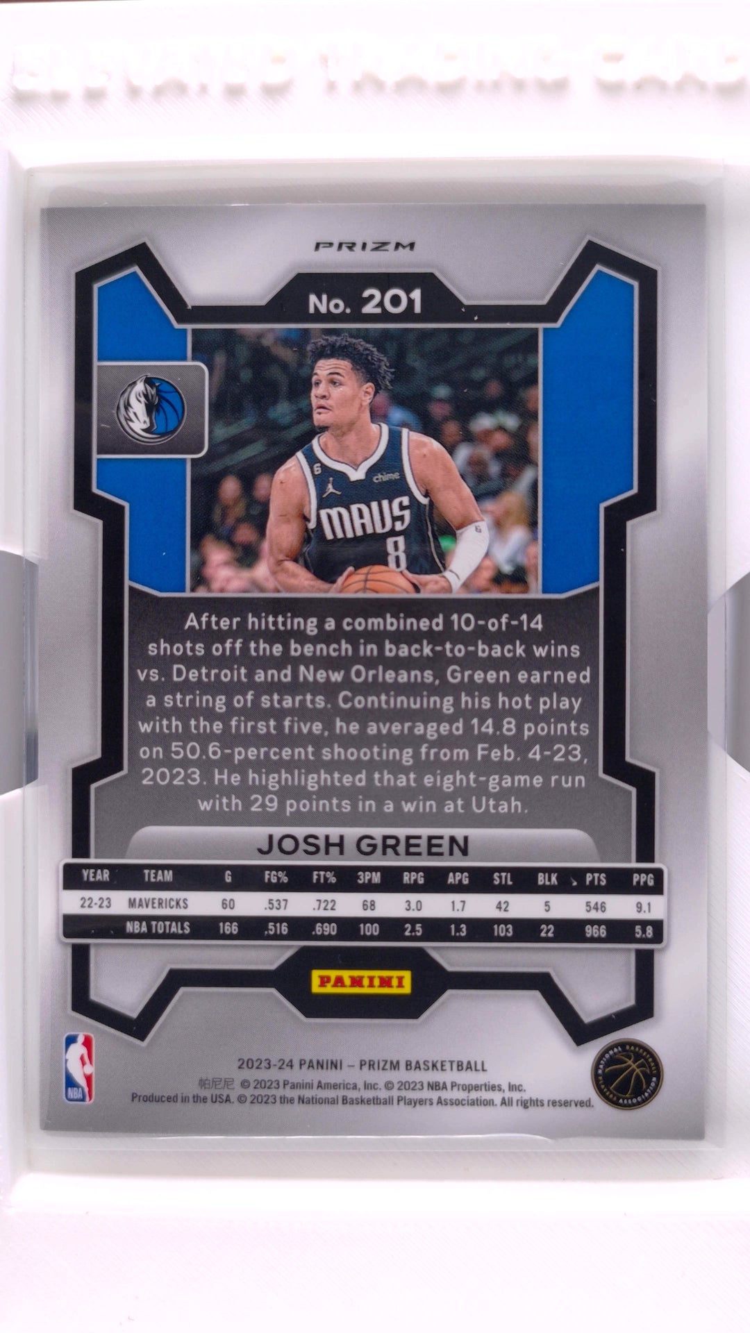 #201 Josh Green Green Ice Prizm - back
