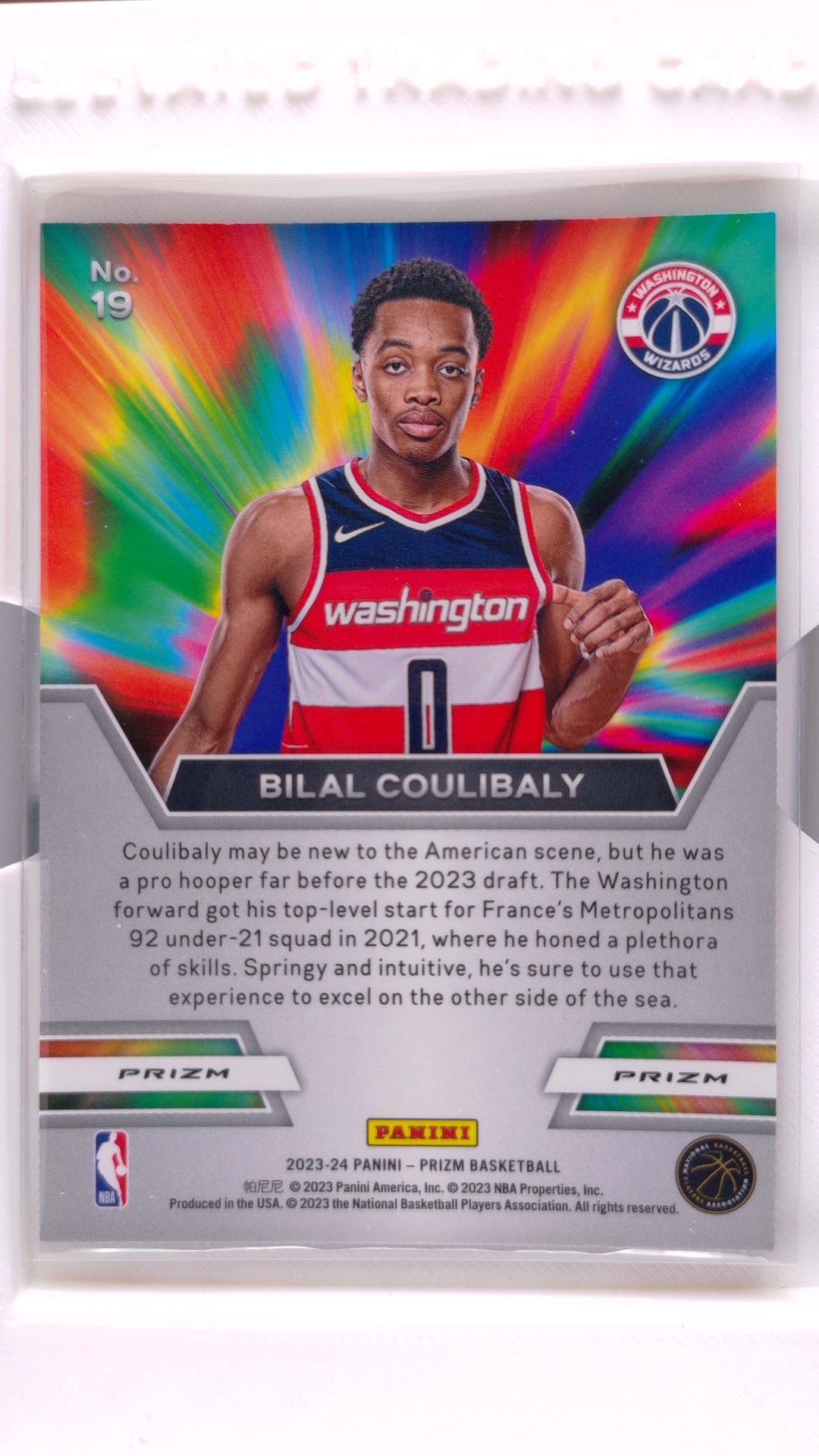 #19 Bilal Coulibaly Rookie Instant Impact Silver Prizm - back
