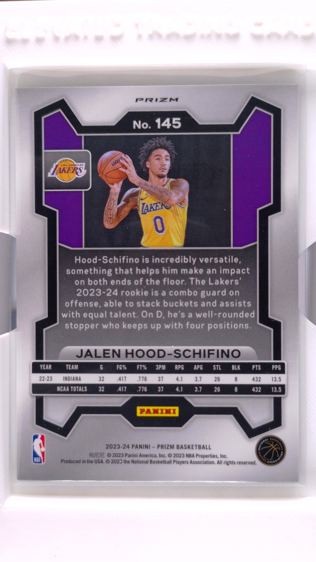 #145 Jalen Hood-Schifino Rookie Green Ice Prizm - back