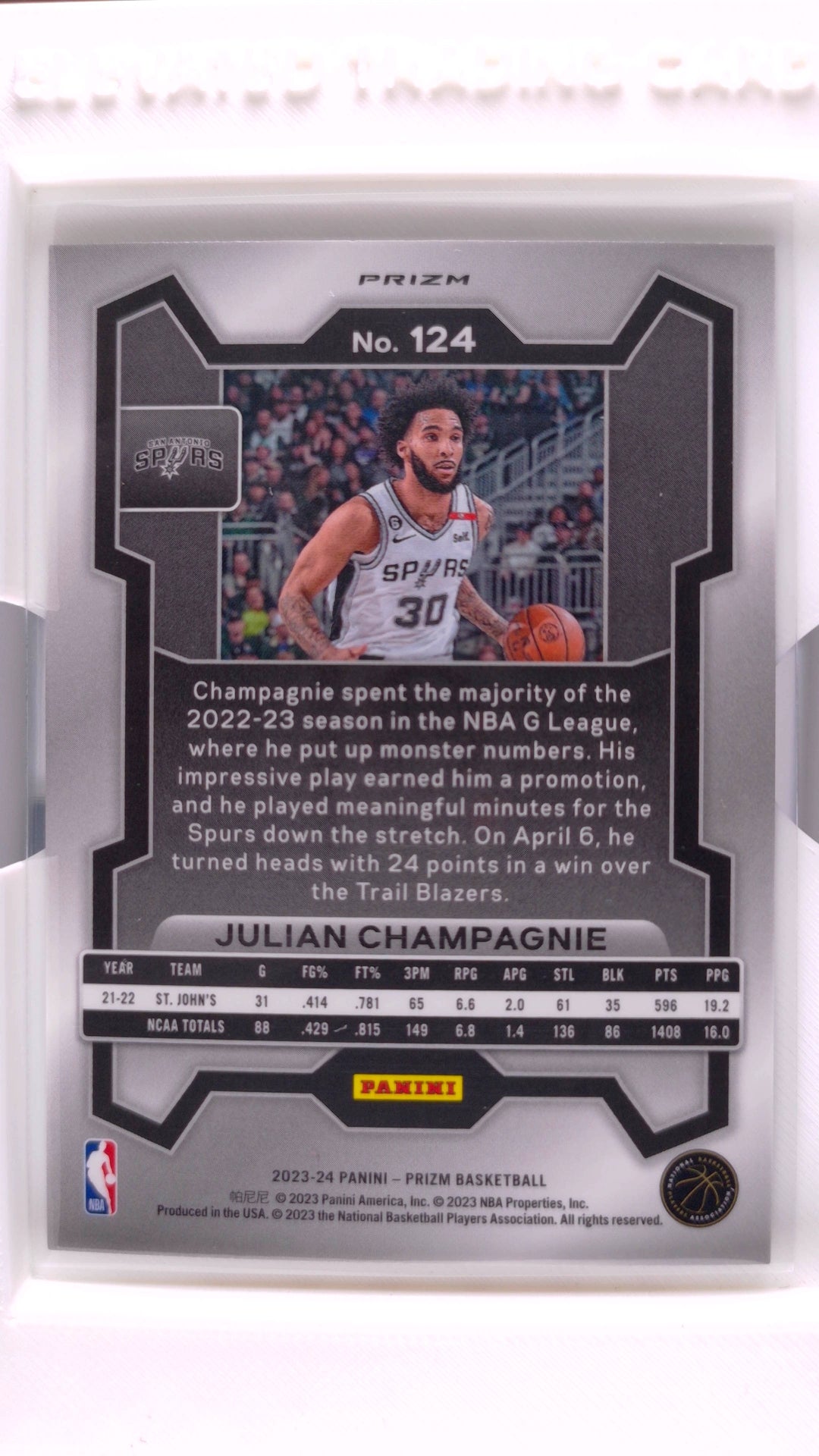 #124 Julian Champagnie Silver Prizm - back