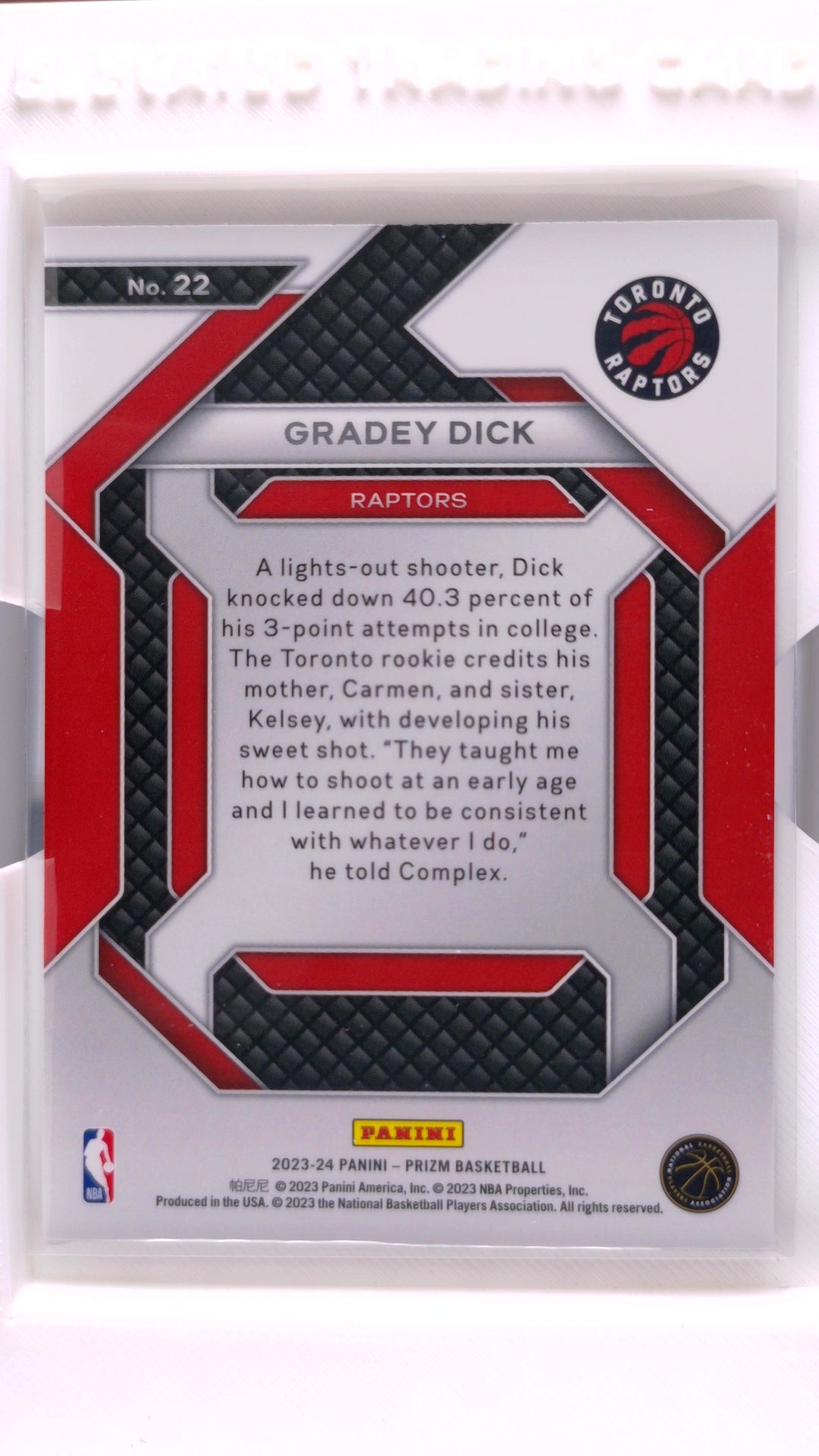 #22 Gradey Dick Rookie Emergent - back