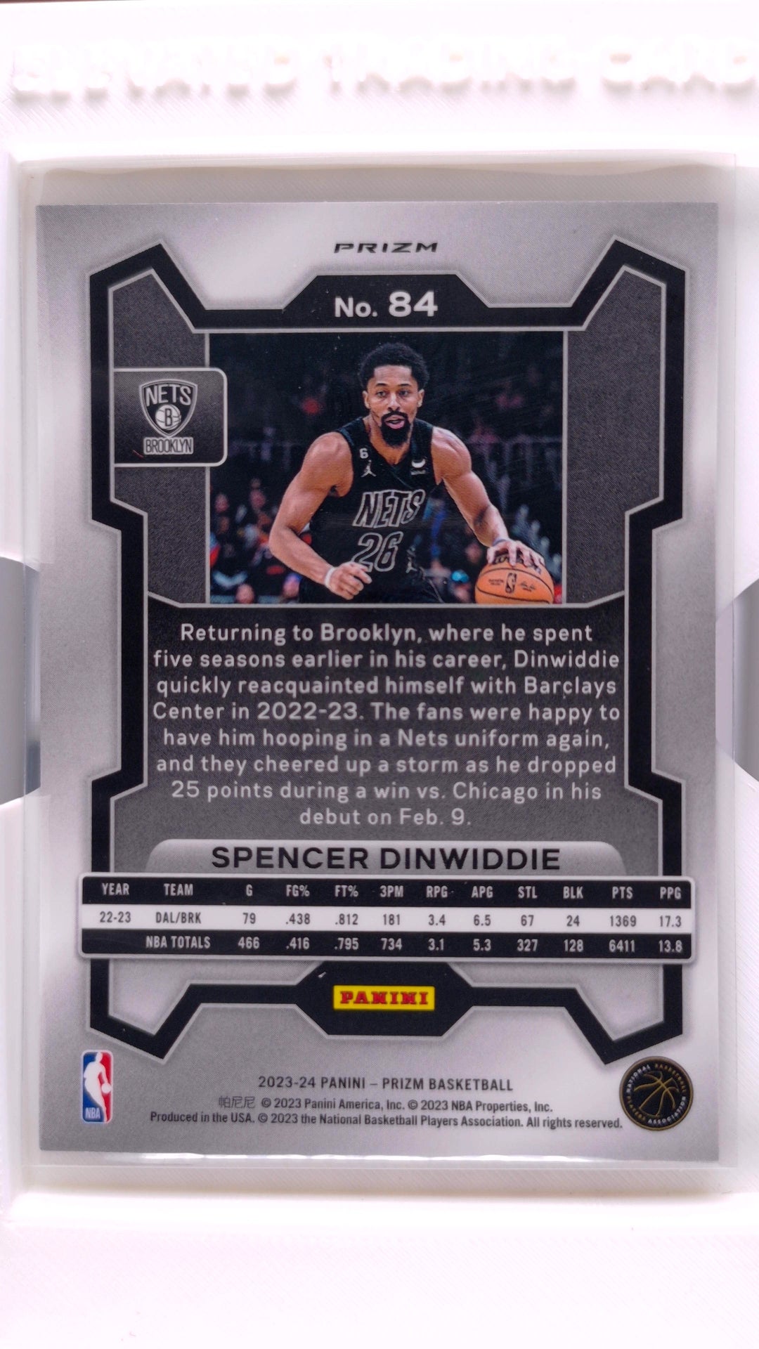 #84 Spencer Dinwiddie Silver Prizm - back