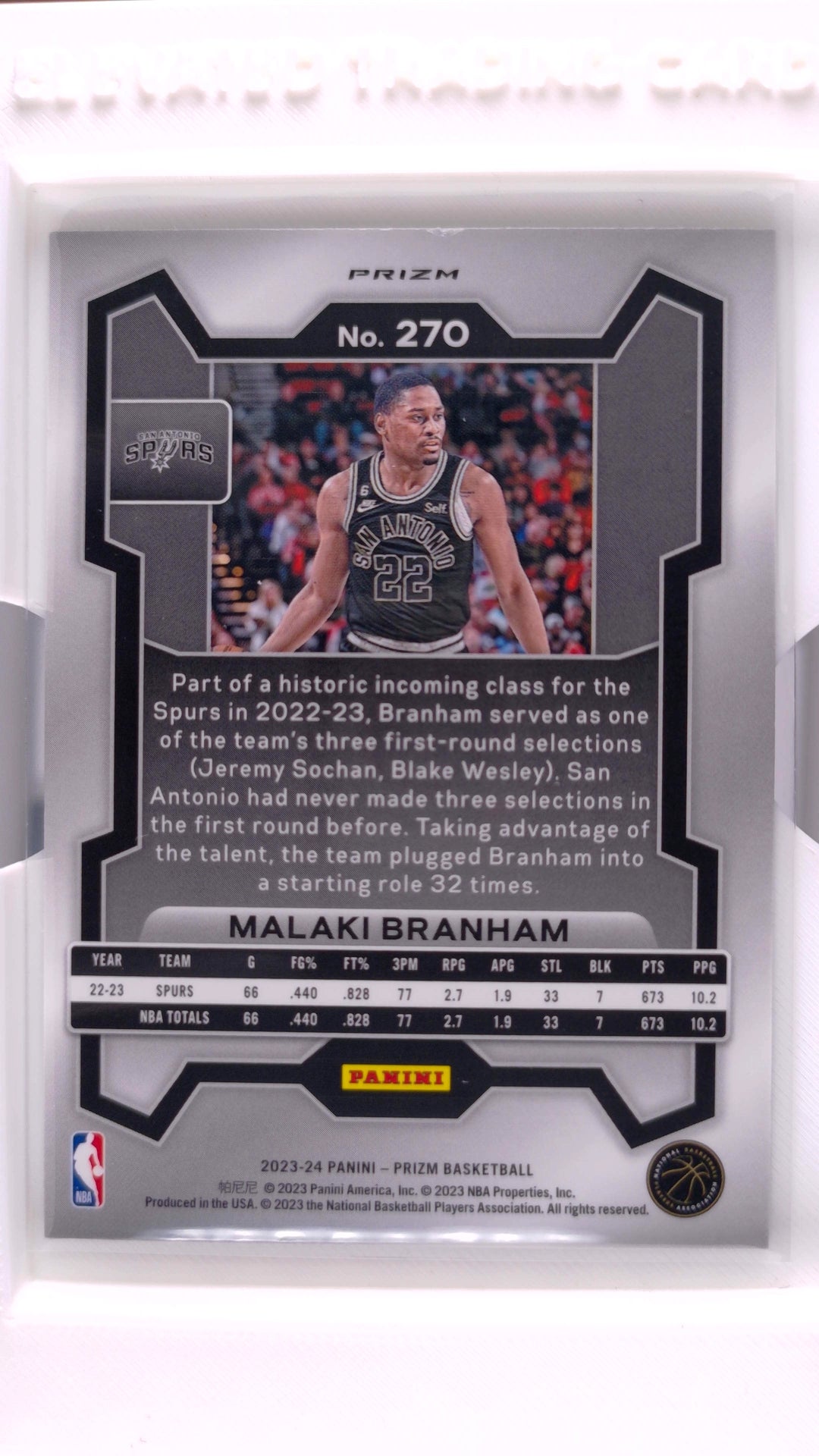 #270 Malaki Branham Green Ice Prizm - back