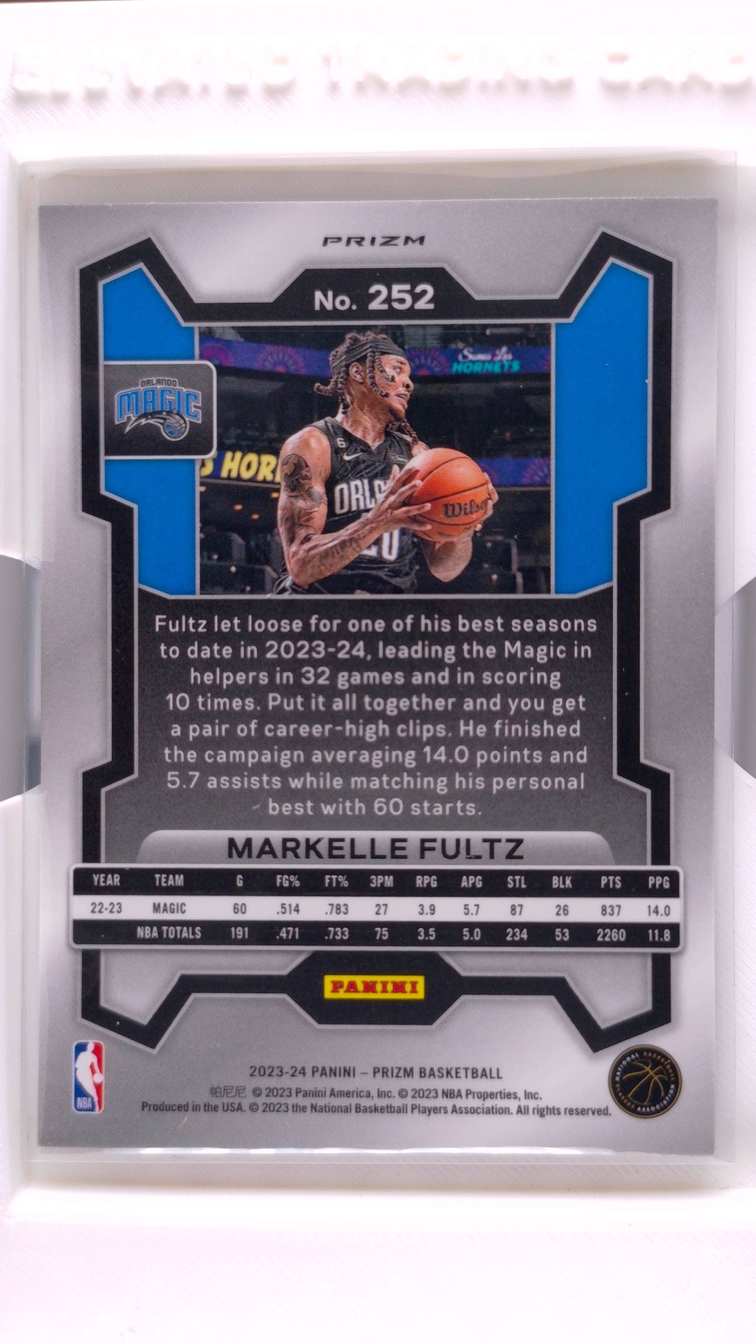 #252 Markelle Fultz Silver Prizm - back
