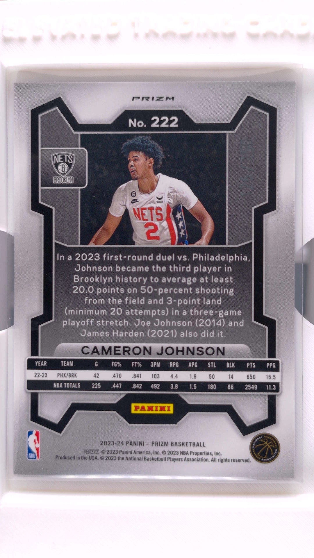 #222 Cameron Johnson Blue Fast Break Prizm #126/150 - back
