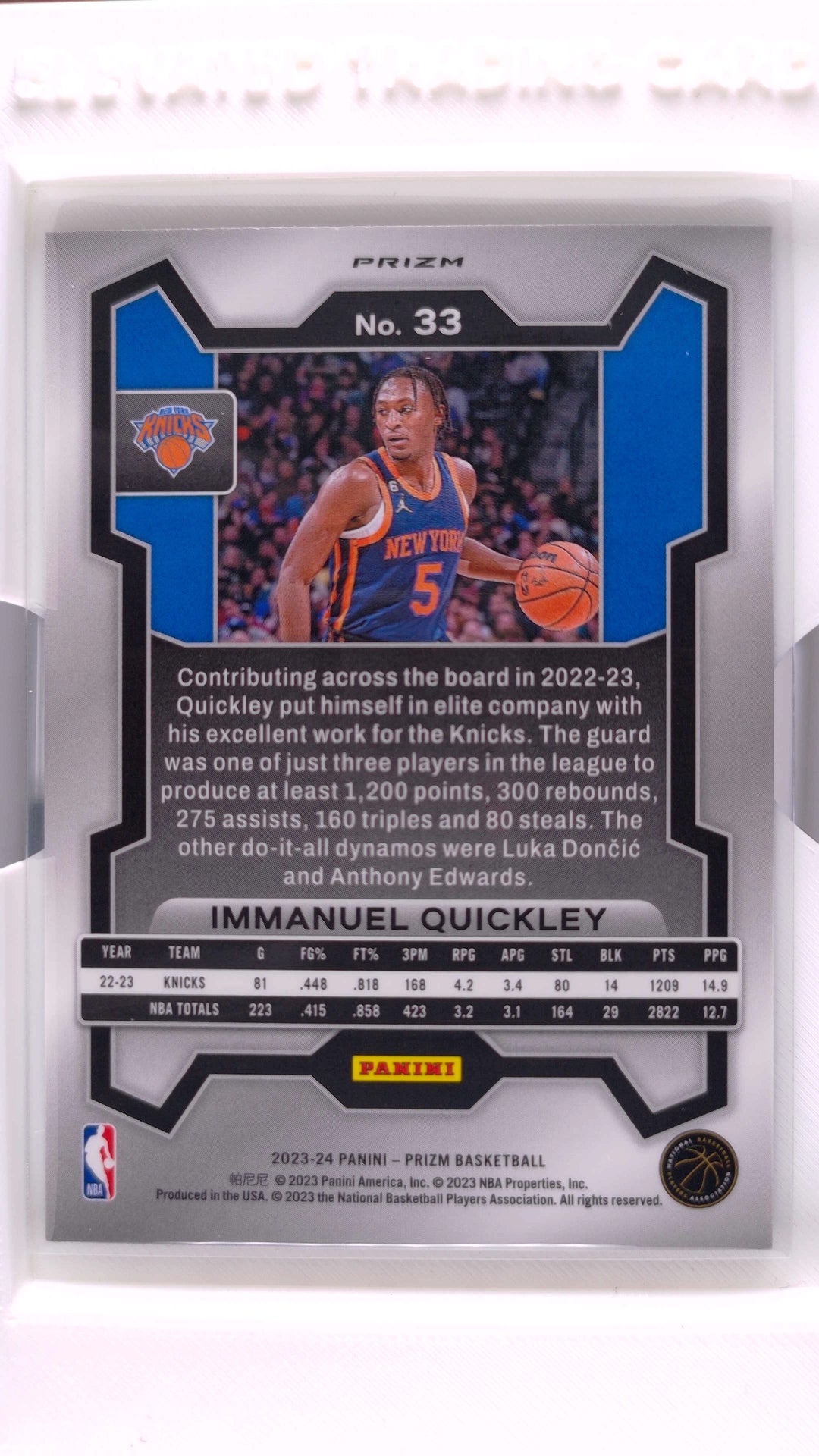 #33 Immanuel Quickley Green Prizm - back