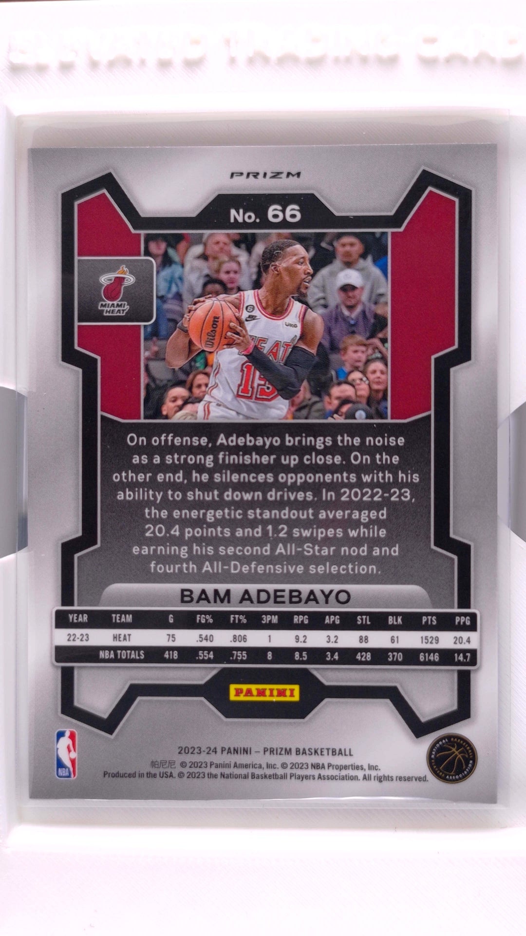 #66 Bam Adebayo Red, White And Blue Prizm - back