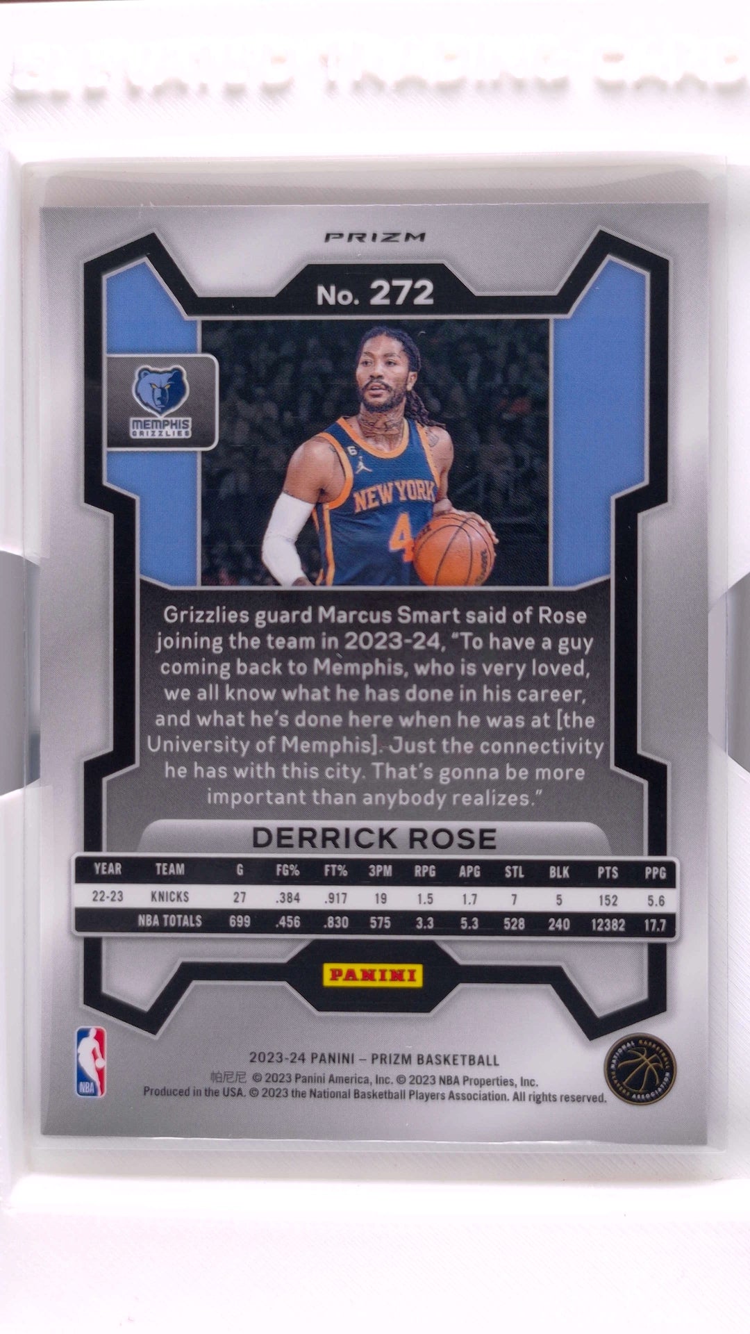 #272 Derrick Rose Red, White And Blue Prizm - back
