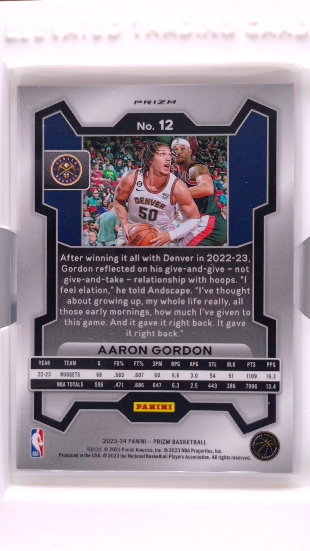 #12 Aaron Gordon Red, White And Blue Prizm - back