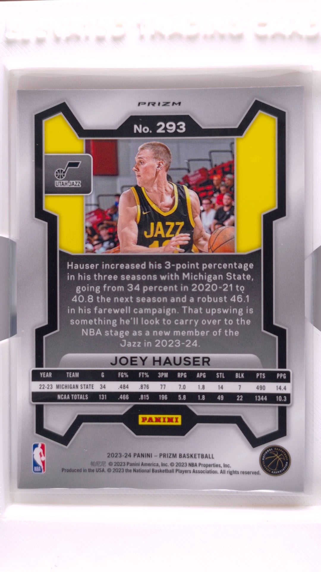 #293 Joey Hauser Rookie Red, White And Blue Prizm - back