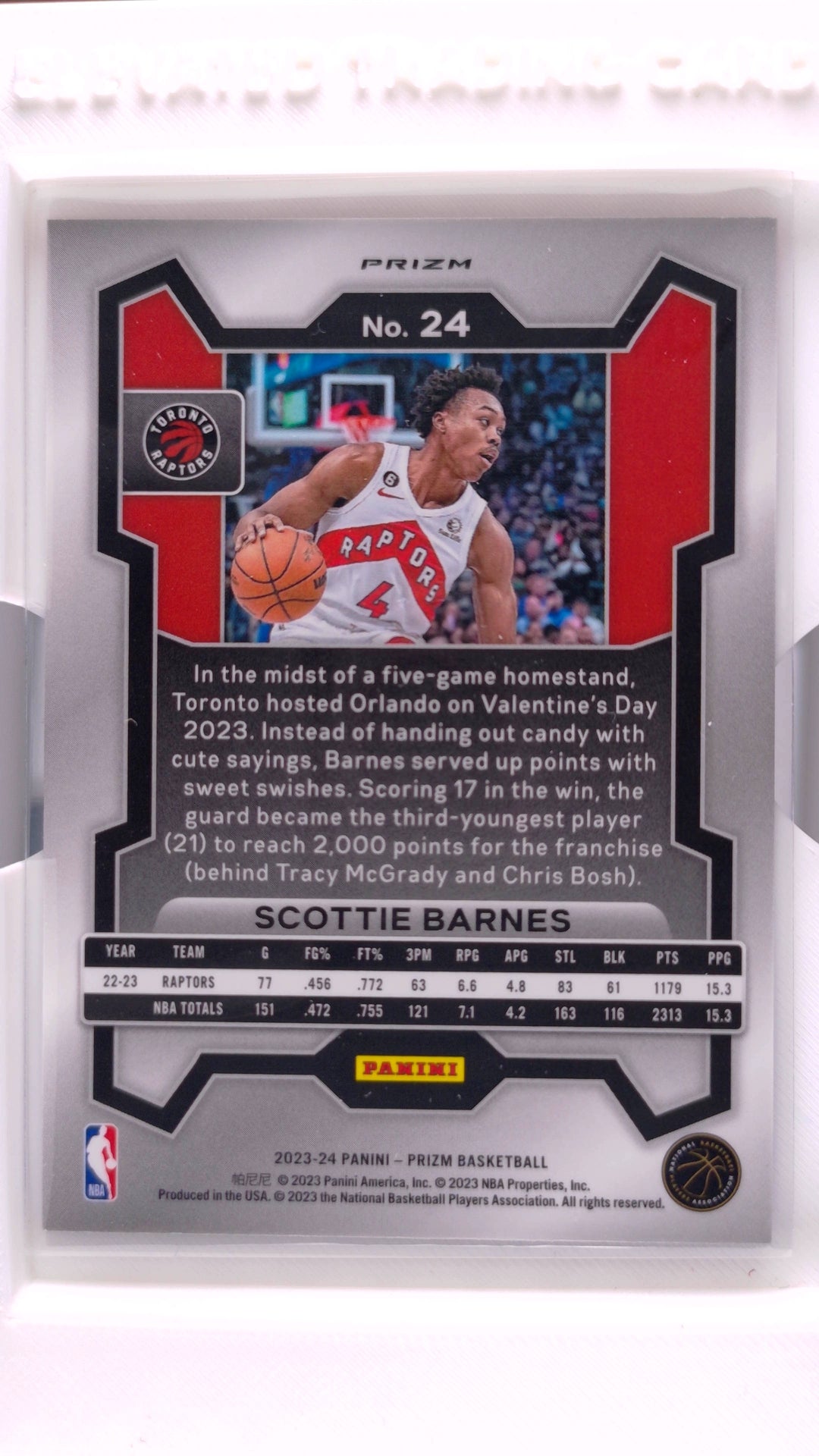 #24 Scottie Barnes Red, White And Blue Prizm - back