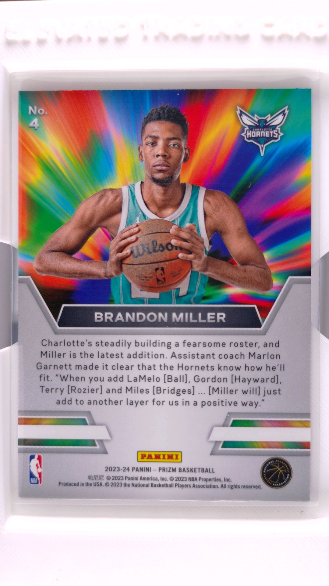 #4 Brandon Miller Rookie Instant Impact - back