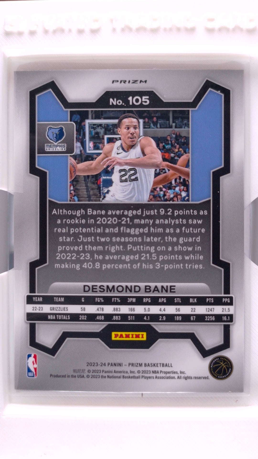 #105 Desmond Bane Red, White And Blue Prizm - back