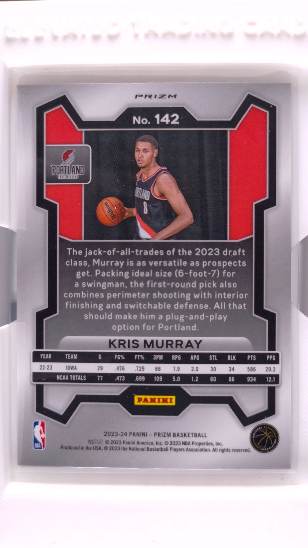 #142 Kris Murray Rookie Red, White And Blue Prizm - back