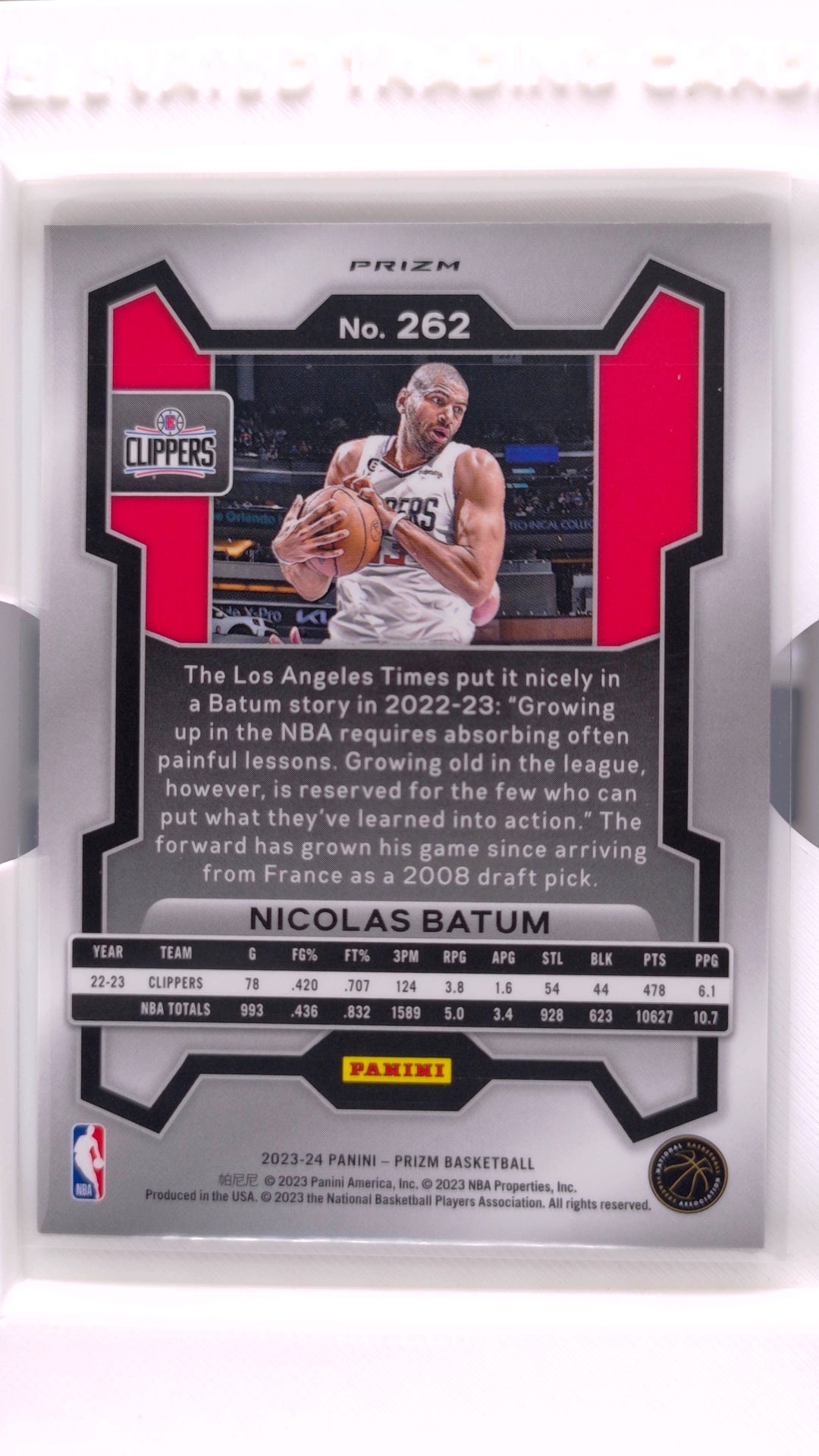 #262 Nicolas Batum Green Ice Prizm - back