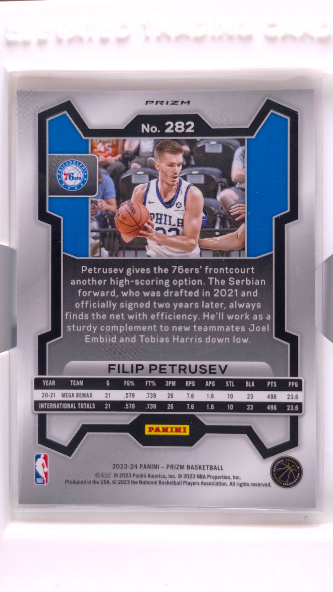 #282 Filip Petrusev Rookie Red, White And Blue Prizm - back