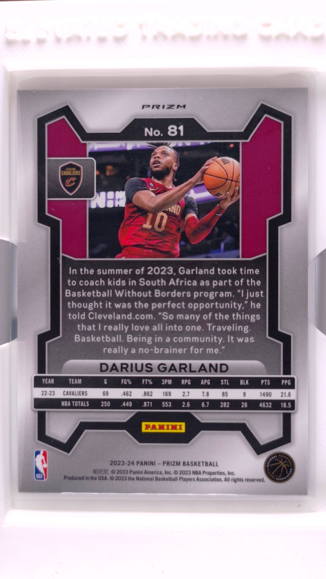 #81 Darius Garland Red, White And Blue Prizm - back