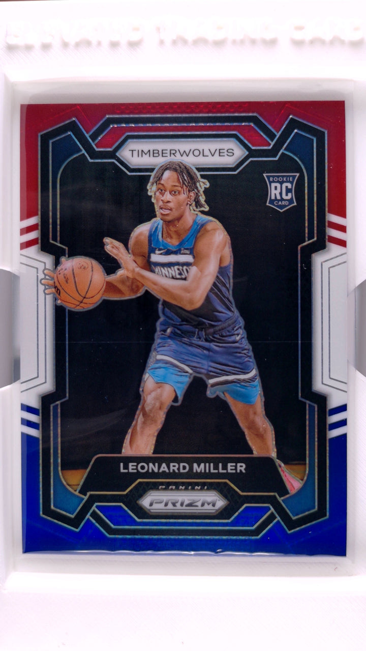 2023 Panini Prizm Basketball Leonard Miller #155 Red, White And Blue Prizm RC — Front
