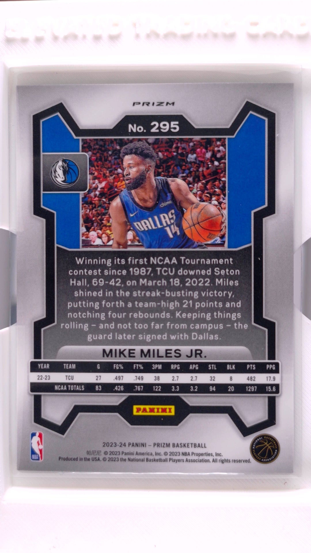#295 Mike Miles Jr. Rookie Green Prizm - back