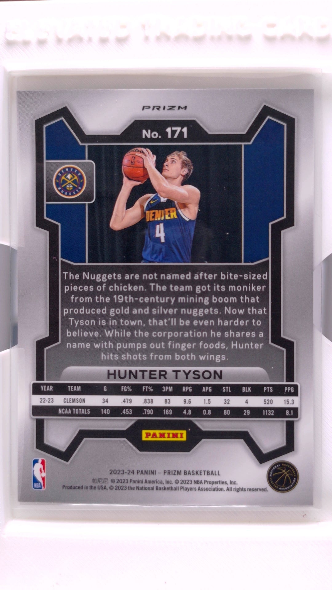 #171 Hunter Tyson Rookie Silver Prizm - back