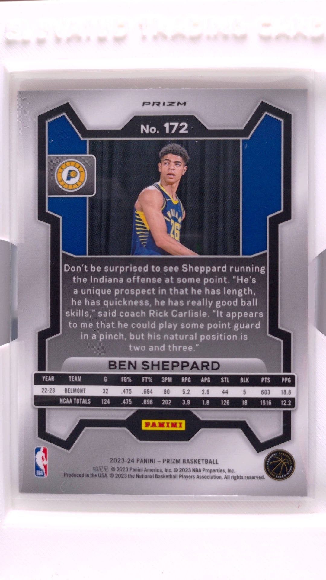 #172 Ben Sheppard Rookie Red, White And Blue Prizm - back